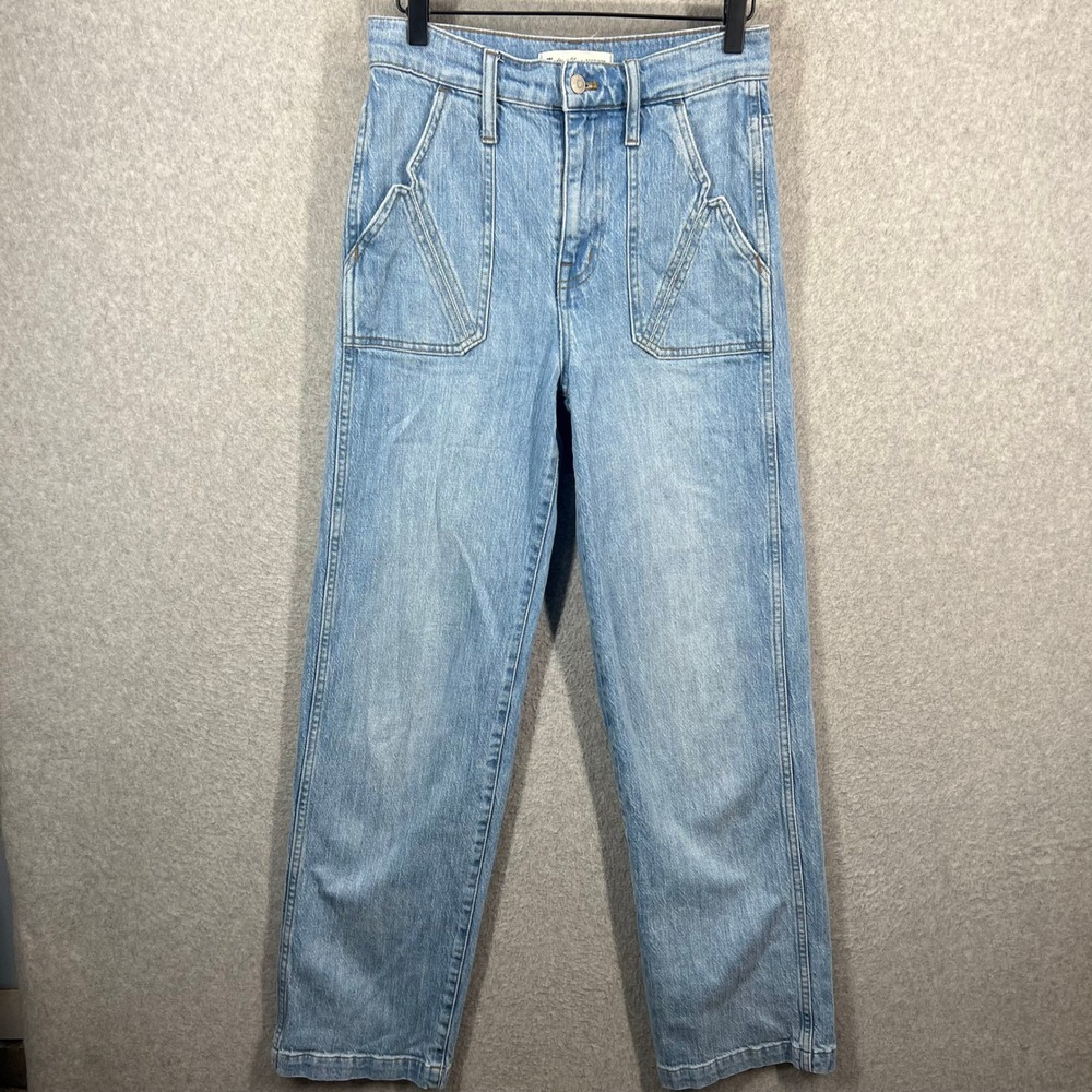 Madewell x Warm Jeans Womens 26 Blue High Rise Straight Leg Patch Pocket‎ EUC